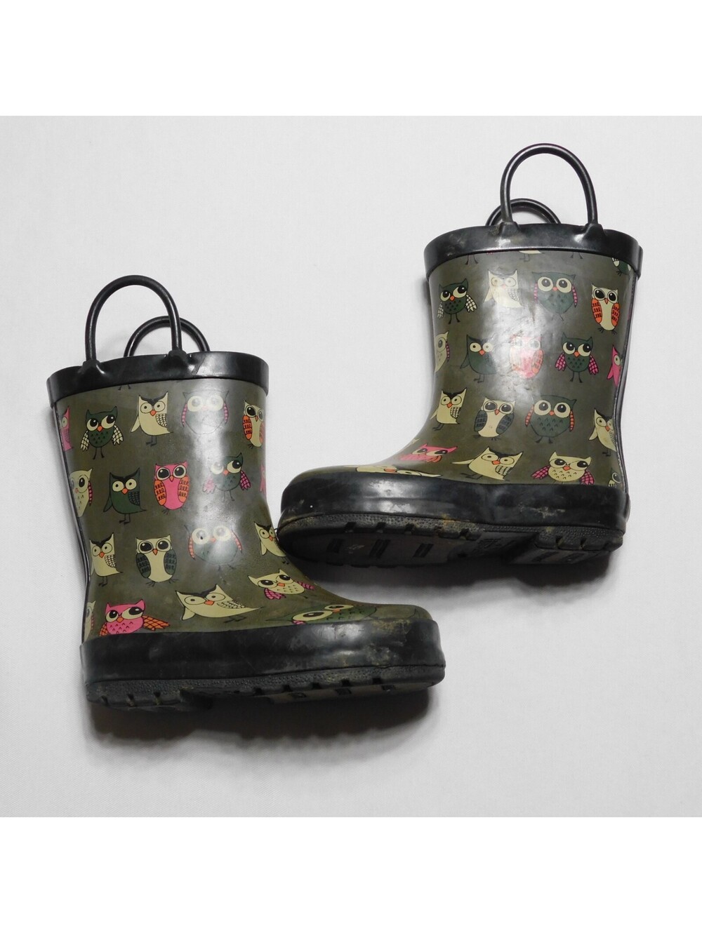 CeLaVi Toddler Rain Boots Owl Print Rubber Boots Size 8 Waterproof